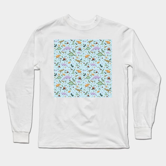 Dinosaur blue Long Sleeve T-Shirt by nemki